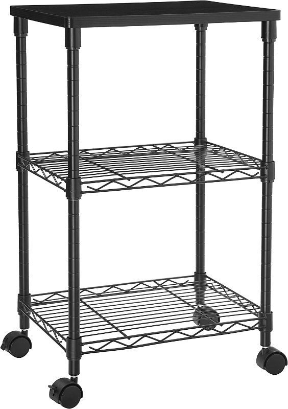 Photo 1 of SONGMICS Printer Stand, 3-Tier Metal Printer Cart with Wheels, Printer Table with 2 Height-Adjustable Storage Shelves, for Home Office, 16.1 x 12.2 x 26.8 Inches, Black ULGR303B01
