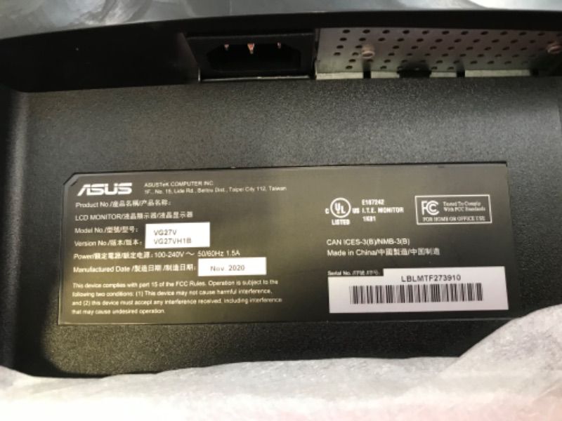 Photo 7 of ASUS TUF Gaming 27" 1440P HDR Curved Monitor (VG27WQ1B) - QHD (2560 x 1440), 165Hz (Supports 144Hz), 1ms, Extreme Low Motion Blur, Speaker, FreeSync Premium, VESA Mountable, DisplayPort, HDMI , BLACK
