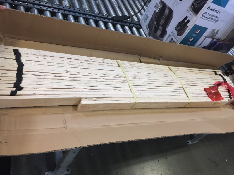 Photo 1 of Signature Design by Ashley Wooden Mattress Support Bunkie Board Roll Slat with Nylon Cord, Queen, Beige
