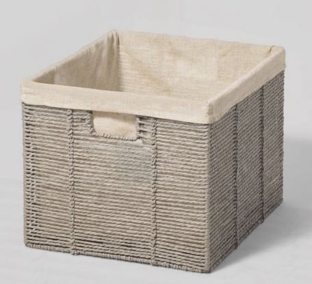 Photo 1 of 14.75" x 13" x 11" Large Lined Woven Milk Crate Gray - Brightroom™

