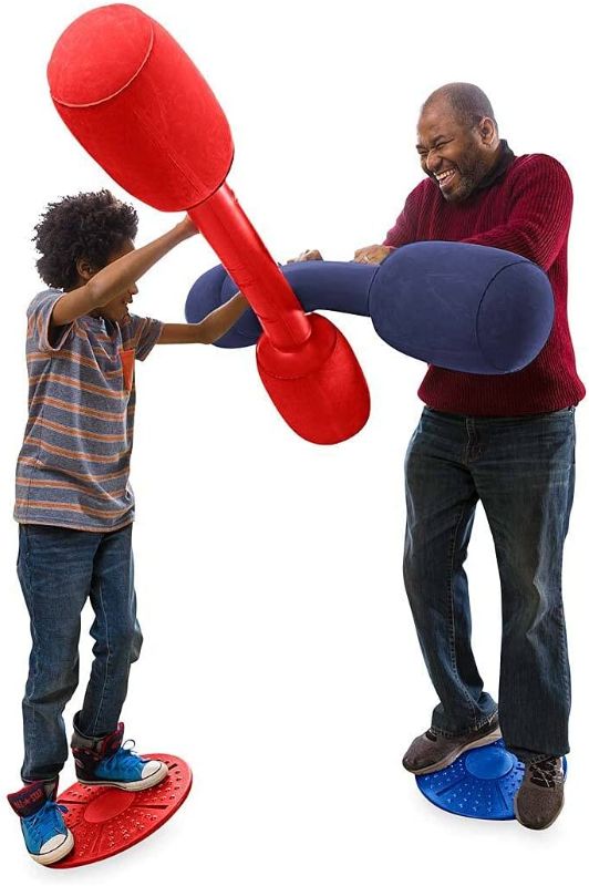 Photo 1 of HearthSong Indoor/Outdoor Balance Jousting Set for Active Kids' Play, Includes Two Inflatable Boppers and Two Balance Boards
