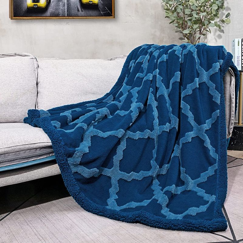 Photo 1 of CAMPIR Plush Throw Blankets for Bed, Soft Warm Oversided Fall Throw Blanket, Dual Sided Design Sherpa Throw Blankets for All Season, Fuzzy Blanket for Sofa Couch (Teal 60x80)
