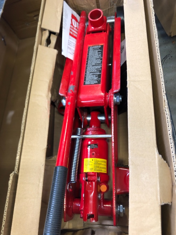 Photo 2 of BIG RED T83006 Torin Hydraulic Trolley Service/Floor Jack with Extra Saddle (Fits: SUVs and Extended Height Trucks): 3 Ton (6,000 lb) Capacity, Red
