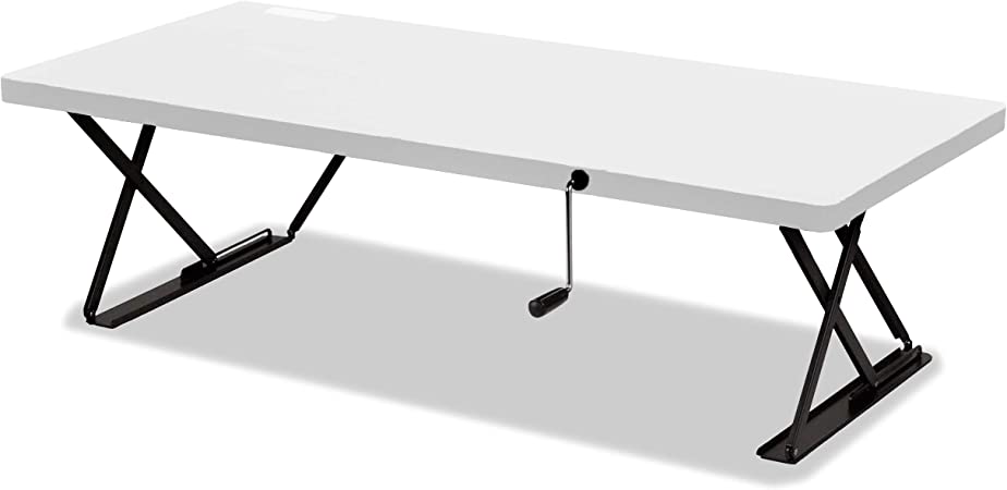 Photo 1 of Manual Adjustable Height Computer Tabletop, Crank Lift, 47x24x15 (LxWxH) (White)
