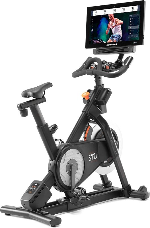 Photo 1 of NordicTrack Commercial S22i Studio Cycle with UPGRADED 22” HD Touchscreen - Black - NO BOX - ITEM IS DIRTY AND HAS MARKS FROM EXPOSURE - 