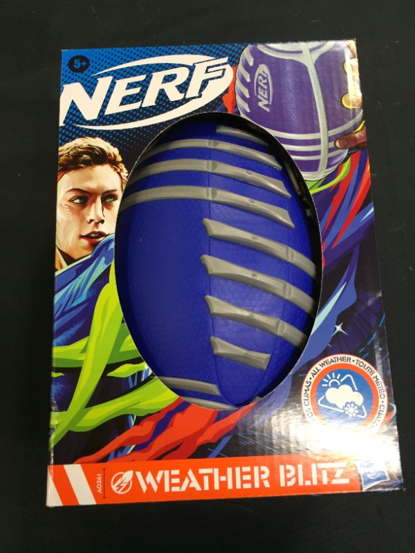 Photo 2 of NERF Weather Blitz Foam Football for All-Weather Play -- Easy-to-Hold Grips – Great for Indoor and Outdoor Games -- Silver
