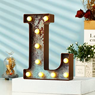 Photo 1 of Led Marquee Letter Lights Industrial Vintage Style Light up Letters for Events Wedding Party Birthday Home Bar DIY Decoration (Rust L)
