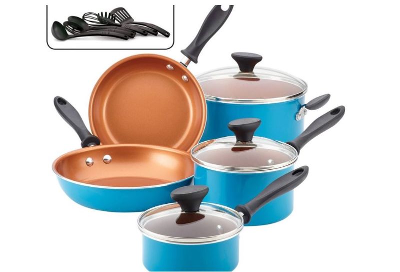 Photo 1 of Farberware Reliance Pro 14pc Copper Ceramic Nonstick Cookware Set with Prestige Tools (FACTORY SEALED BRAND NEW)
