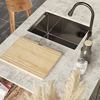 Photo 1 of Bar Sink, TORVA 14-Inch Gloss Black Workstation Undermount Single Bowl Kitchen Sink, 16 Gauge Stainless Steel with Ceramic Coating and NanoTek Bar or Prep Sink with Bamboo Cutting Board