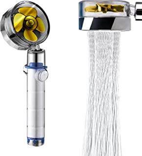 Photo 1 of GKLUCKIN High Pressure Handheld Showerhead with Filter, Turbo Fan Rotatable Shower Heads with Controlling Water Flow Switch Saving Water Easy Install, Gold
