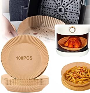 Photo 1 of 100PC Air Fryer Disposable Paper Liner, 6.3" Non-Stick Round Air Fryer Liners, Natural Baking Paper for Air Fryer Oil-proof, Water-Proof, Parchment for Baking Roasting Microwave(Style A/100PC)
