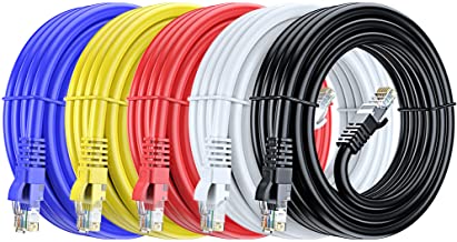 Photo 1 of Ethernet Cable 10ft Cat 6 Pure Copper, UL Listed, LAN UTP Cat6, RJ45 Network Internet Cable - 10 feet Multicolor (5 Pack)
