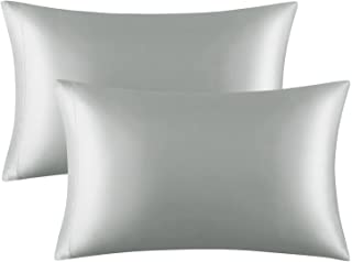 Photo 1 of EXQ Home Satin Pillowcase for Hair and Skin,Grey Pillow Cases King Size Pillow Case Set of 2 Satin Pillow Covers with Envelope Closure Silver Grey (20x40 inches) 2 PACK
