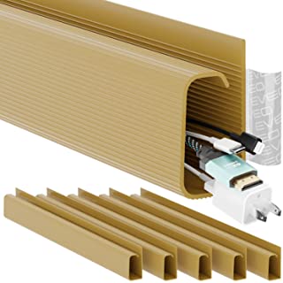 Photo 1 of EVEO Cable Management 96'' J Channel-1 Pack Cord Cover- Cable Raceway - Cable Management Under Desk, Adhesive Stripe Built-in 6X16- Easy to Install Desk Cord Organizer- Cable Management Tray, Beige
