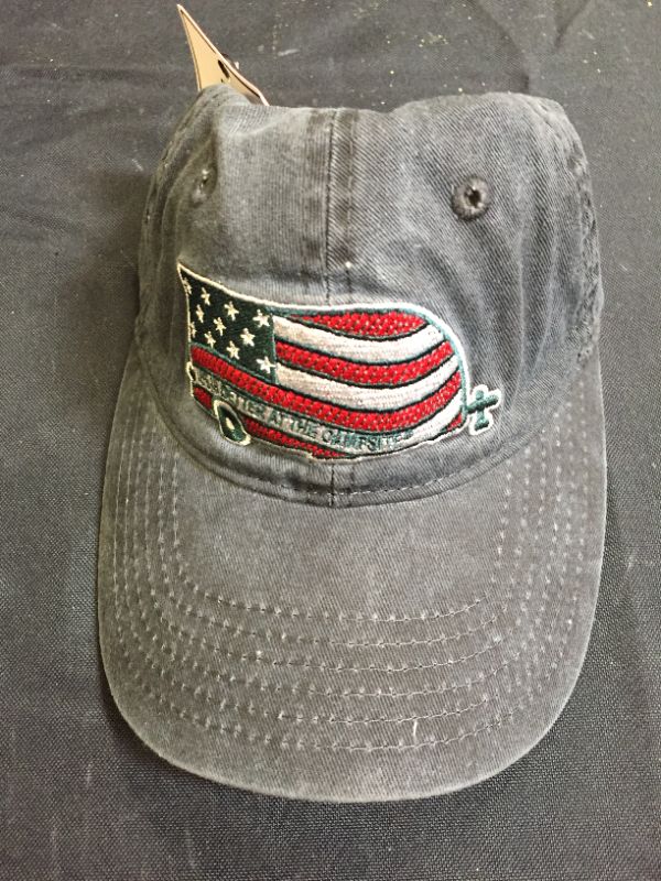 Photo 2 of Camco Life is Better at The Campsite Patriotic Travel Trailer Hat - Baseball Style Hat with an Adjustable Strap - Charcoal (53354)
