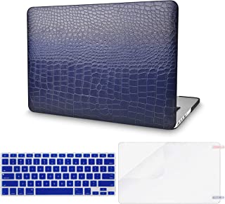 Photo 1 of KECC Compatible with MacBook Air 13 inch Case (2010-2017 Release) A1369/A1466 Protective Italian Leather Hard Shell + Keyboard Cover + Screen Protector (Matte Navy Crocodile Leather)
