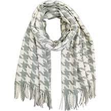 Photo 1 of Scarf for Women QQP Cashmere Feel Plaid Tartan Checkered Scarf for Women and Men,with Tassels