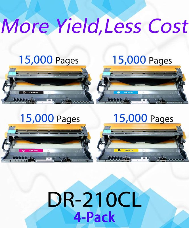 Photo 1 of EASYPRINT Compatible (4-Pack, Drum only) DR210CL DR-210CL DR210 Drum Unit Used for HL3040CN 3070CW 9320CW MFC-9010CN 9120CW 9320CW Printer
