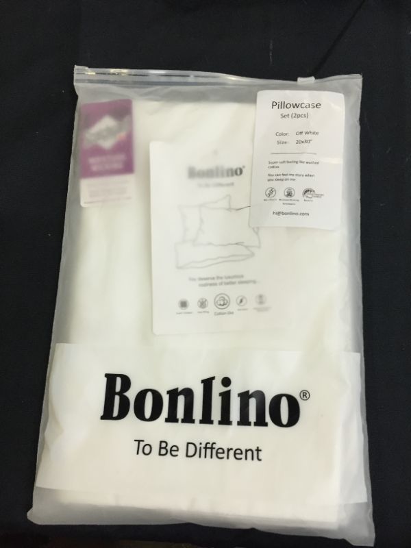 Photo 1 of Bonlino High Density Brushed Microfiber Pillowcases 2 Pack - Queen Size 20" × 30" - Moisture Wicking Cozy Envelope Closure Pillow Case - Off White
