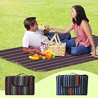 Photo 1 of Dongzhur Fall Picnic Blanket Bohemia Picnic Mat for Outdoor Camping 80" x 60" Waterproof Foldable Travel Blanket(Vintage Picnic Blacket)
