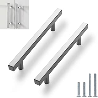 Photo 1 of 10 Pack Square Cabinet Pulls Brushed Nickel Stainless Steel Cabinet Handles Drawer Pulls 6 inch Length, 3-1/2 inch Hole Center 
