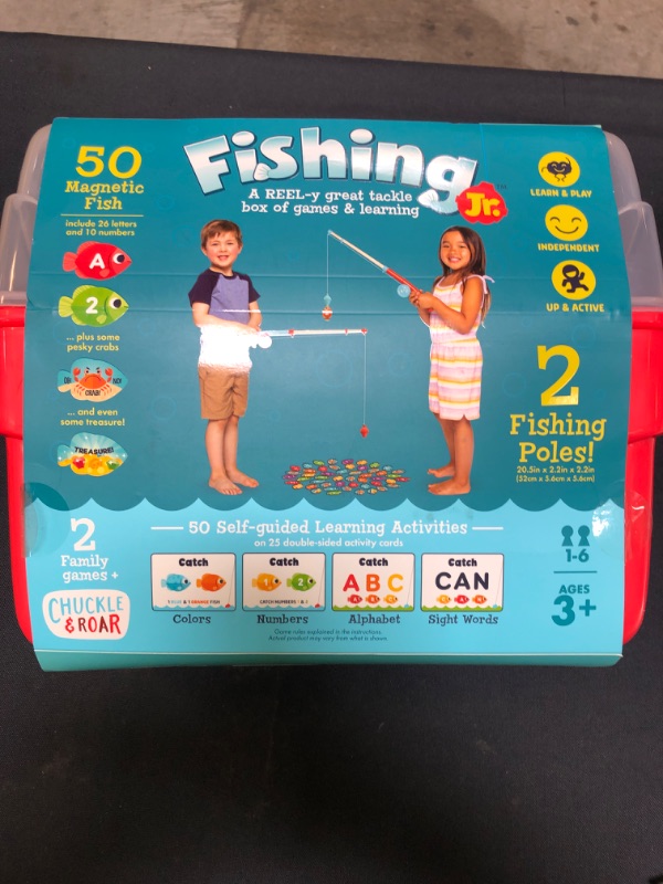 Photo 3 of Chuckle & Roar Fishing Jr, Two fun family games included, Contains 50 magnetic fish including 26 letters, 10 numbers, and some other fun surprises like treasure and crabs

