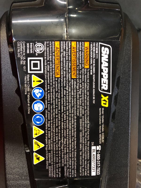 Photo 20 of --Sold for PARTS ONLY----Snapper XD 82V MAX Cordless Electric Clean Up Bundle with String Trimmer, Leaf Blower, (1) 2.0 Battery and (1) Rapid Charger (DEFECTIVE BATTERY-- DEAD BATTERY)
