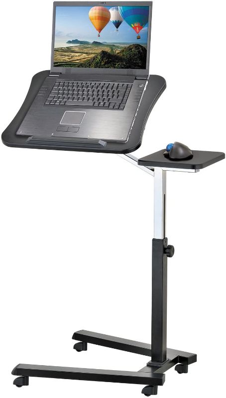 Photo 1 of Tatkraft Joy Portable Laptop Desk with Mouse Pad, Rolling Computer Stand with Adjustable Height, Sturdy and Ergonomic, Black MISSING HARDWARE 
