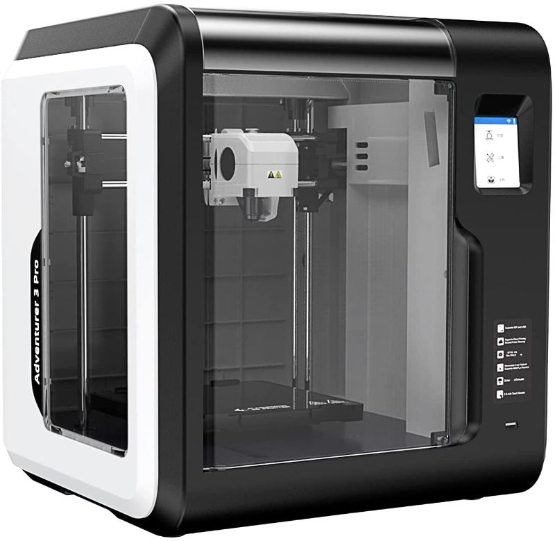 Photo 1 of Flashforge 3D Printer Adventurer 3 Pro, Auto Leveling Glass Hot Bed, Built-in HD Camera, 8GB Internal Storage, Touchscreen, Filament Detection, Wi-Fi Cloud Printing, Fully Assembled 150X150X150 mm
