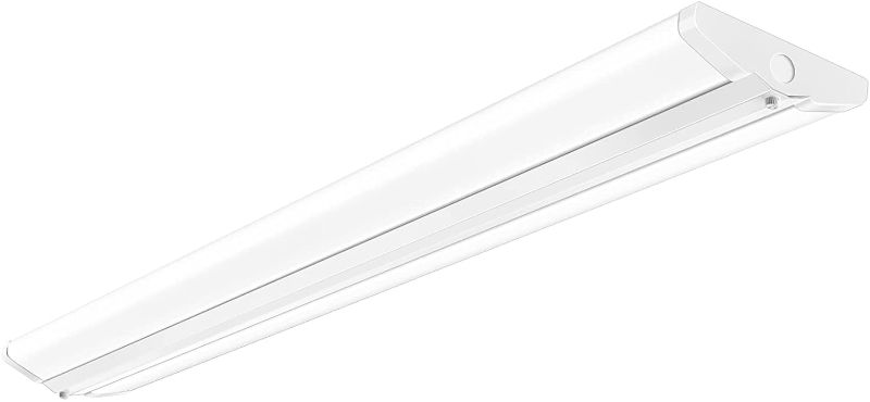 Photo 1 of AntLux 4FT LED Wraparound Light Fixture 50W Ultra Slim LED Shop Lights for Garage, Eye Care, 5500 Lumens, 4000K Neutral White, 4 Foot Flush Mount Office Ceiling Wrap Light for Workshop Kitchen Laundry UNABLE TO TEST FOR PROPER FUNCTION IN WAREHOUSE  MINOR