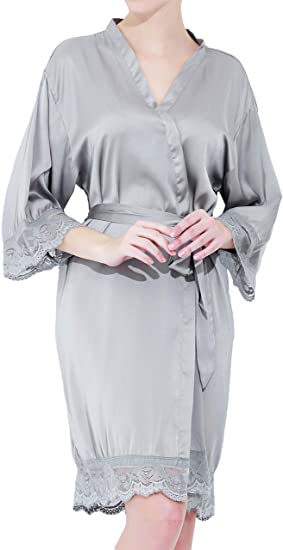 Photo 1 of Women's Satin Lace Bride & Bridesmaid Robes for Bridal Party MED / LARGE 
