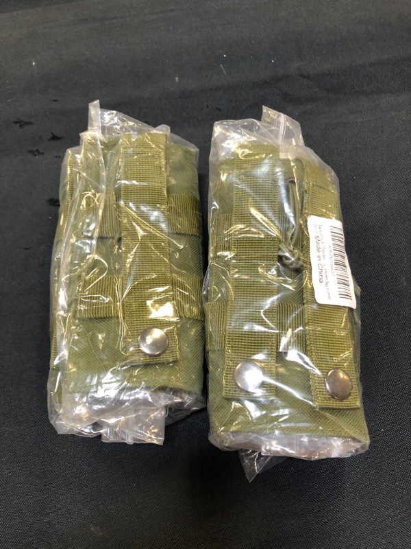 Photo 2 of 2 PACK TACWINGS Molle Mag Pouch, Tactical Triple Magazine Pouch, Open-Top Nylon Modular Accessories Bag - Green