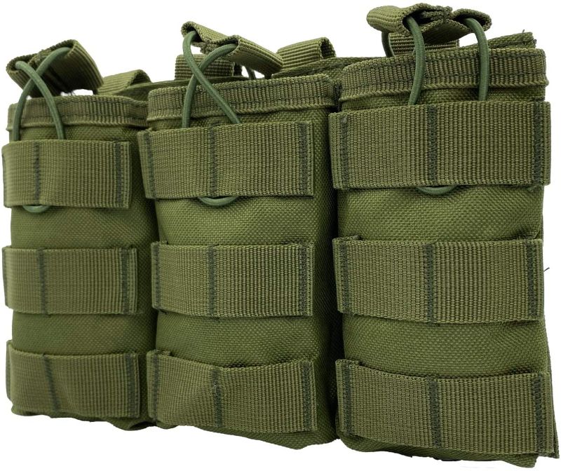 Photo 1 of 2 PACK TACWINGS Molle Mag Pouch, Tactical Triple Magazine Pouch, Open-Top Nylon Modular Accessories Bag - Green