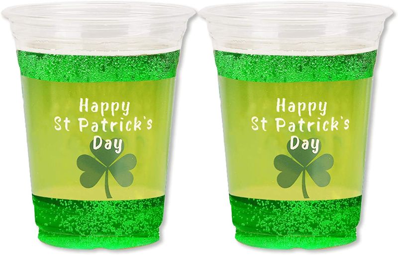 Photo 1 of 16 oz St Patrick's Day Shamrock Cups - (30 count) Happy St Patrick’s Day Disposable Clear Plastic Cups for Party Decoration, Lucky St Patty‘s Day Party Supply for Beer/Beverage/Ice Cream/Snacks
