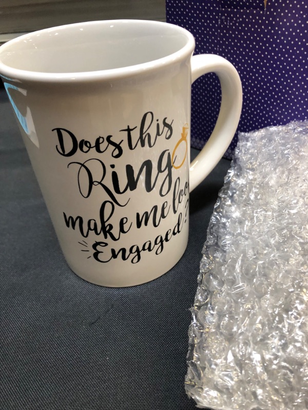 Photo 3 of 20 Oz Engagement Coffee Mug Does This Ring Make Me Look Engaged Mug Funny Words Coffee Tea Cup Novelty Coffee Mug Engagement Christmas Festival for Women Friend (Engaged, 20 Oz)
