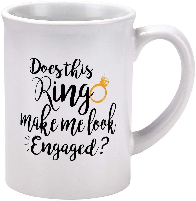 Photo 1 of 20 Oz Engagement Coffee Mug Does This Ring Make Me Look Engaged Mug Funny Words Coffee Tea Cup Novelty Coffee Mug Engagement Christmas Festival for Women Friend (Engaged, 20 Oz)
