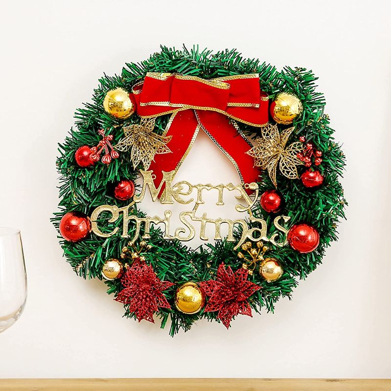 Photo 1 of 12 Inch Christmas Wreath for Front Door, Christmas Tree, Bedroom, Living Room, Courtyard Holiday Decoration, for Family, Friends,Colleagues, Christmas Decoration Gifts (A)
