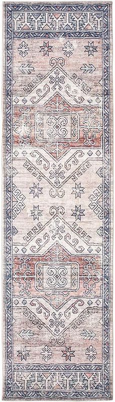 Photo 1 of DECOMALL Runner Rug for Kitchen Hallway Long Entryway Soft Vintage Distressed Medallion Blush Beige Cream Mult 2'6x9'
