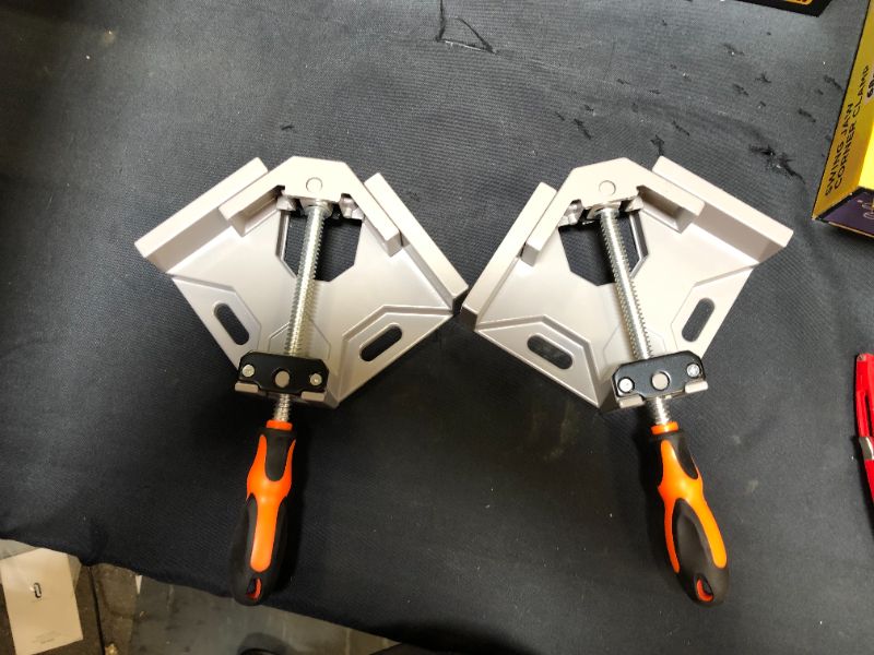 Photo 2 of 2 PK Corner Clamps for Woodworking, 90° Right Angle Clip Clamp, Single Handle Corner Clamp Tool with Adjustable Swing Jaw Aluminum Alloy, For Wood Work, Photo Frame Vise Holder, Welding
