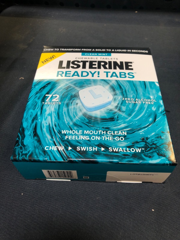 Photo 1 of Listerine Ready! Tabs Chewable Tablets with Clean Mint Flavor, Revolutionary 4-Hour Fresh Breath Tablets to Help Fight Bad Breath On-the-Go, Sugar-Free & Alcohol-Free, 72 CT