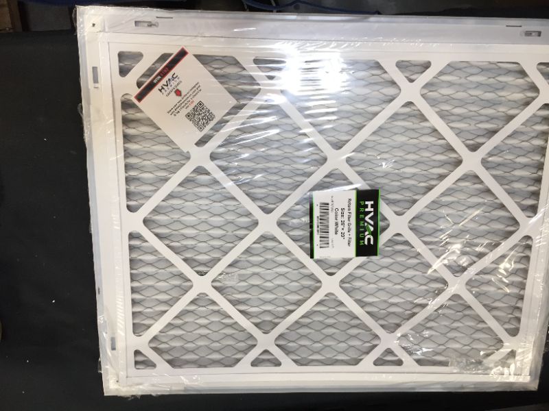 Photo 3 of 25" X 20" Return Air Filter Grille * - Filter Included * - Easy Plastic Tabs for Removable Face/Door - HVAC Vent Duct Cover - White [Outer Dimensions: 26.75w X 21.75h]
