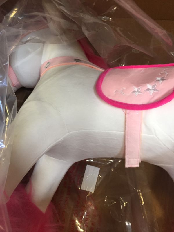 Photo 1 of Animal Adventure | Real Wood Ride-On Plush Rocker | White and Pink Unicorn | Perfect for Ages 3+

