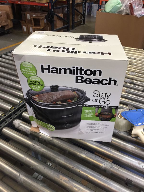 Photo 6 of Hamilton Beach Slow Cooker, Extra Large 10 Quart, Stay or Go Portable With Lid Lock, Dishwasher Safe Crock, Black (33195)
