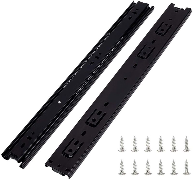 Photo 1 of 10 Pairs of 22 Inch Hardware 3-Section Full Extension Ball Bearing Side Mount Black Drawer Slides,100 LB Capacity Drawer Slide
