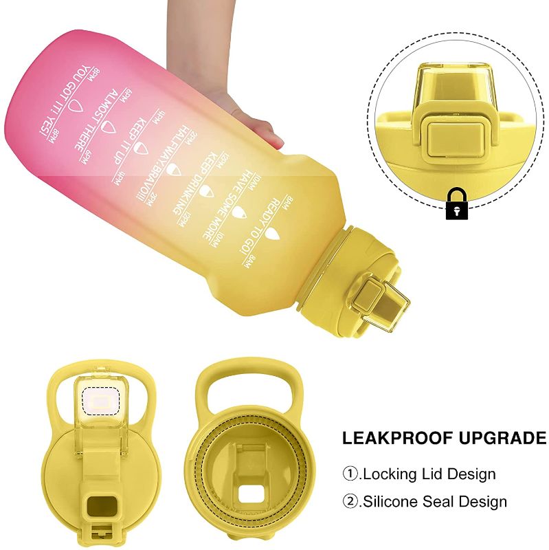 Photo 1 of 128oz Motivational Water Bottle with Time Marker, Leakproof Tritan BPA Free Water Jug Ensure You Drink Enough Water Daily for Fitness, Gym and Outdoor Sports