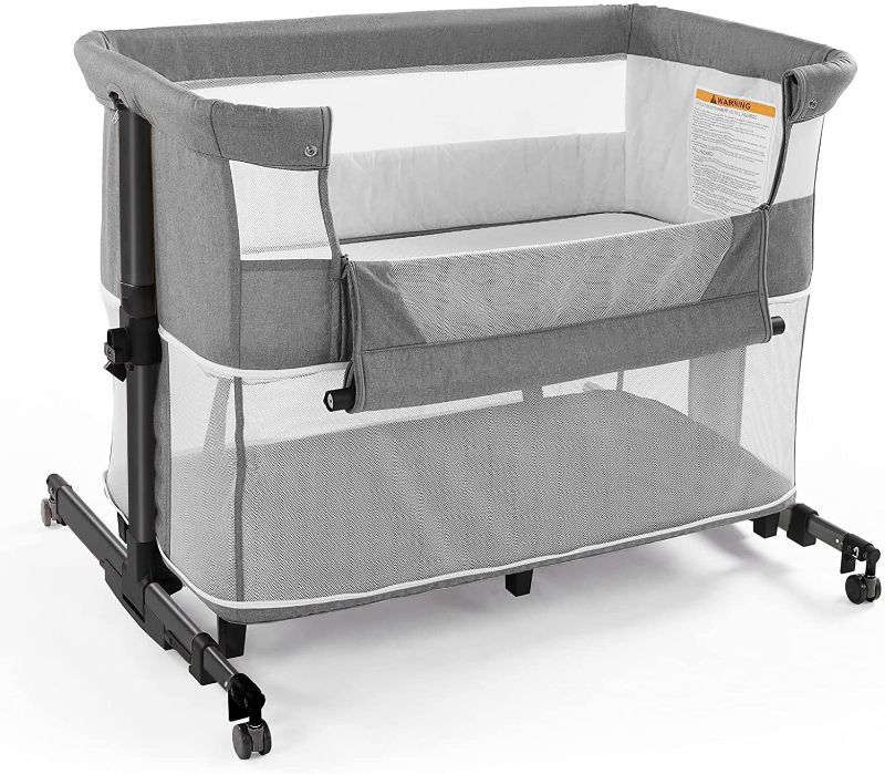 Photo 1 of Baby Crib,3 in 1 Bassinet for Baby,Bedside Sleeper Bedside Baby bassinets Crib for Newborn,Adjustable Portable Baby Bed for Infant/Baby,Gray
