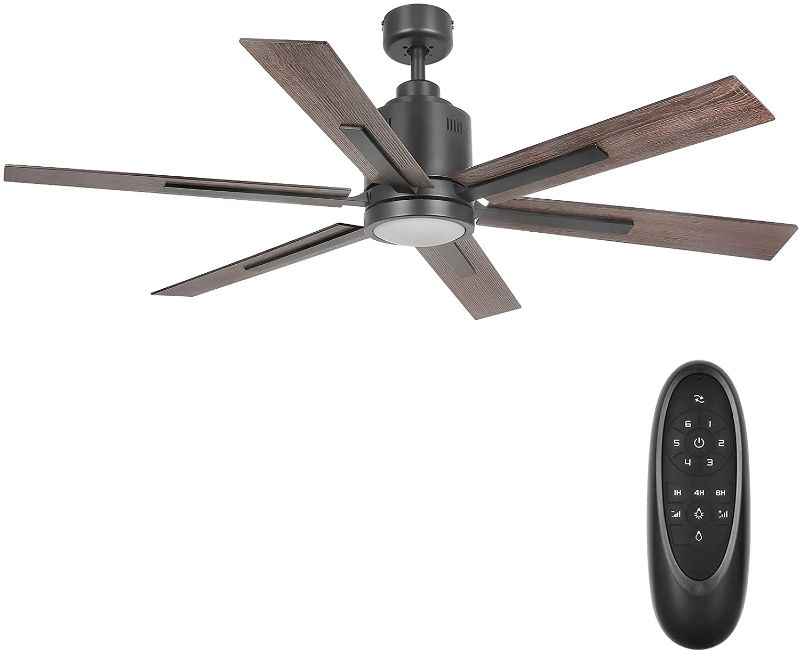 Photo 1 of 60 Inch DC Motor Farmhouse Ceiling Fan with Lights Remote Control, Reversible Motor and Blades, ETL Listed Industrial Indoor Ceiling Fans for Kitchen, Bedroom, Living Room, Basement, Black
