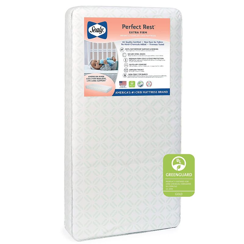 Photo 1 of Sealy Baby - Perfect Rest - Extra Firm Toddler and Baby Crib Mattress – Waterproof, Airy Comfort
