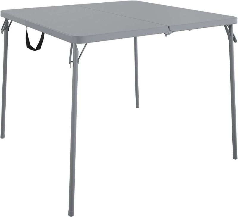 Photo 1 of COSCO XL 38.5" Half Card w/Handle Indoor & Outdoor, Portable, Wheelchair Accessible, Camping, Tailgating, & Crafting Folding Table, Gray
