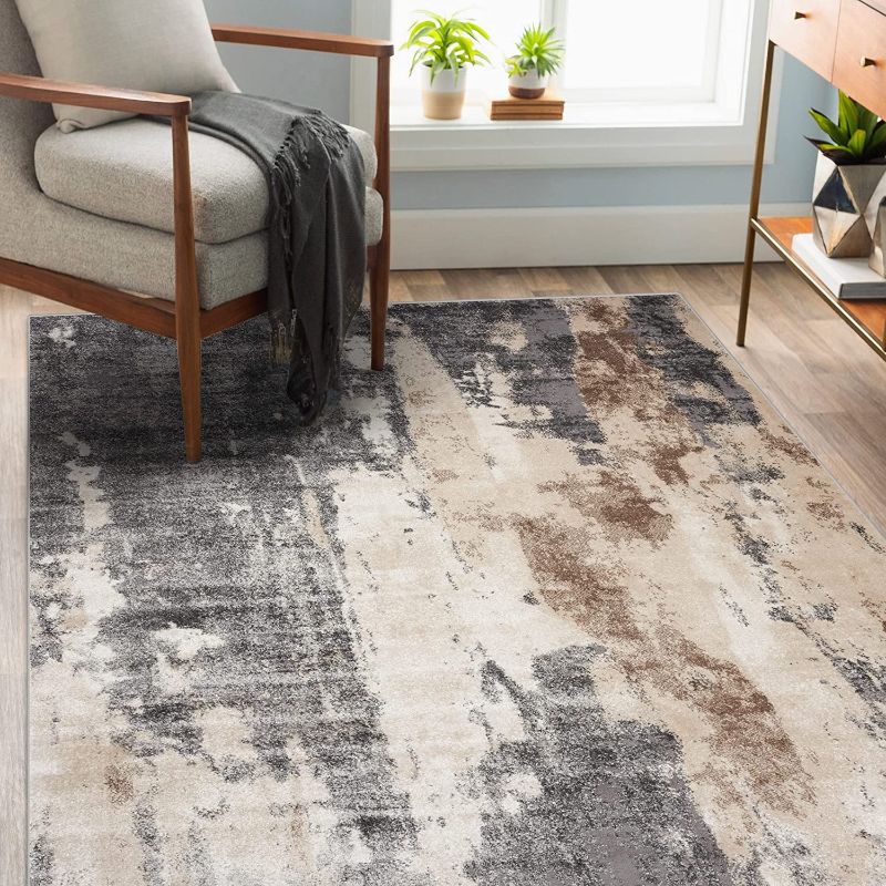 Photo 1 of Luxe Weavers Rugs – Euston Modern Area Rugs with Abstract Patterns 7681 – Medium Pile Area Rug, Gray / 8 x 10
